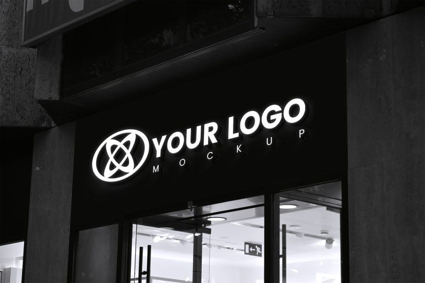 Black and White Store Logo Mockup by GraphicsFamily