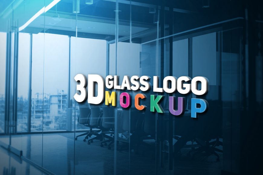 3D Glass Logo Mockup by GraphicsFamily.com